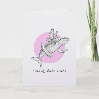 Sending whale wishes well wishes punny card kort