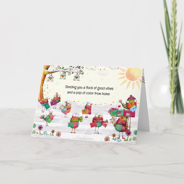 Sending You a Flock of Good Vibes, Neon Birds Kort (Framsida)