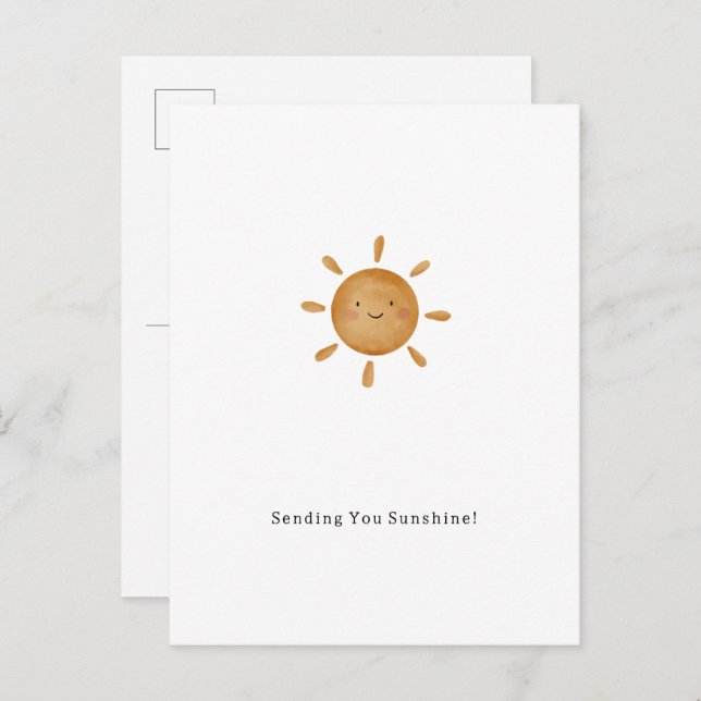 Sending You Sunshine Card Briefkaart Meddelande Vykort (Fram/baksida)