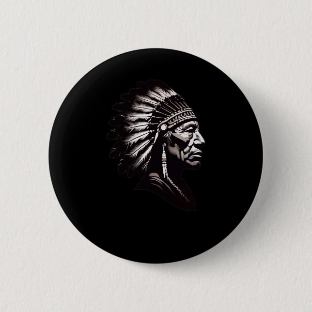 Seneca Indian Chief Sticker2 Knapp (Framsida)