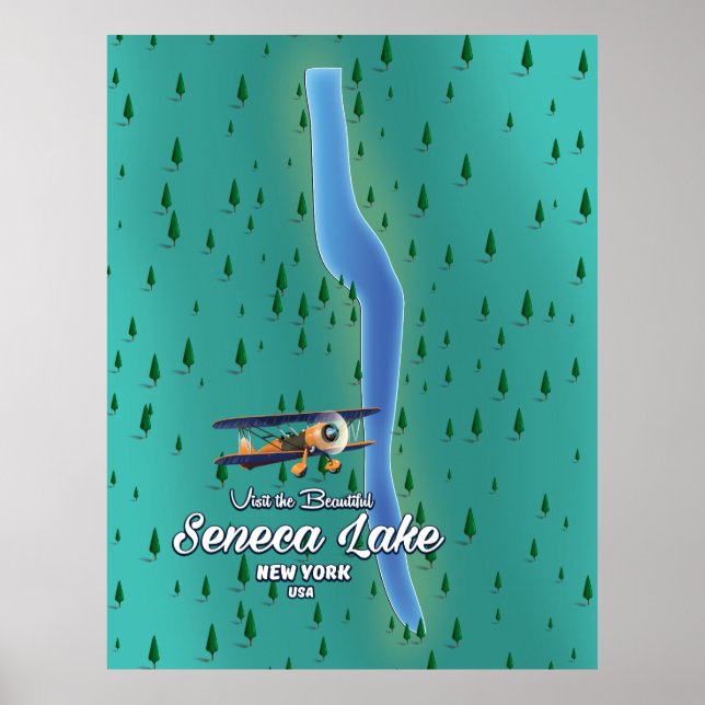 Seneca Lake, NYC sjökarta Poster (Framsidan)