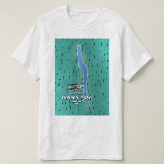 Seneca Lake, NYC sjökarta T Shirt (Design framsida)