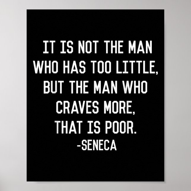 Seneca on greed Stoic Philosophy Citote minimalist Poster (Framsidan)