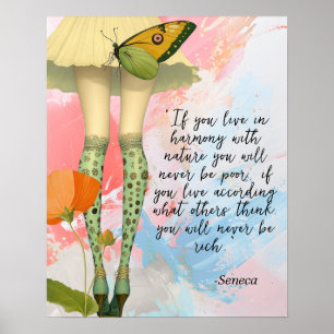 Seneca Quote Whimsical Modern Collage Poster
