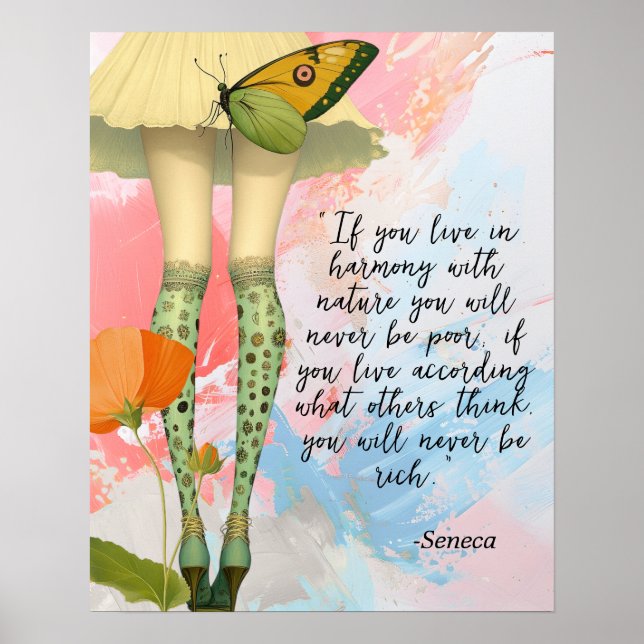 Seneca Quote Whimsical Modern Collage Poster (Framsidan)