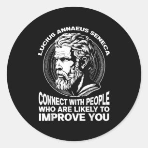 Seneca Stoic Philosopher Motivational Self Förbätt Runt Klistermärke