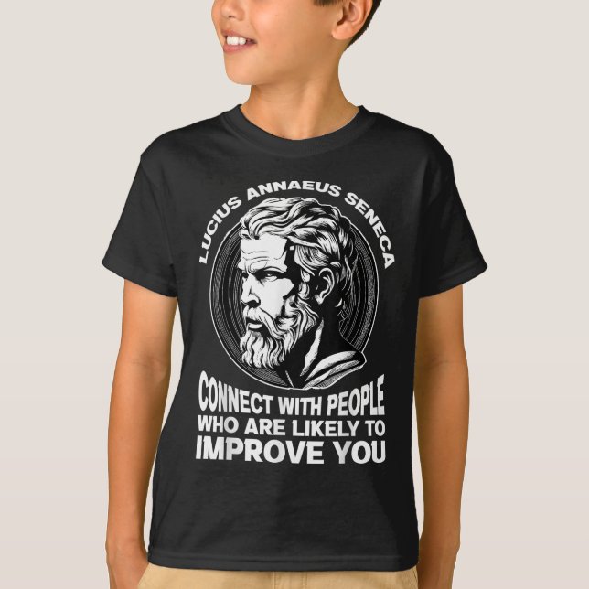 Seneca Stoic Philosopher Motivational Self Förbätt T Shirt (Framsida)