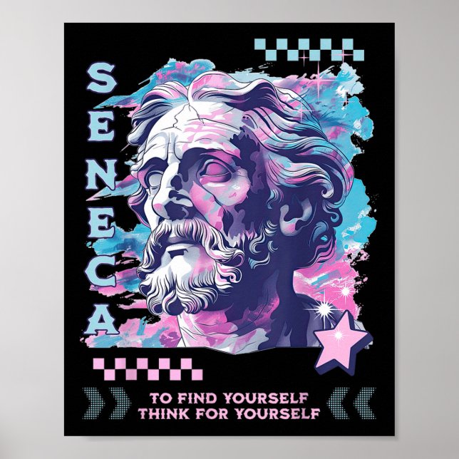 Seneca Stoic Philosophy Retro 2000-talet Pastel Va Poster (Framsidan)