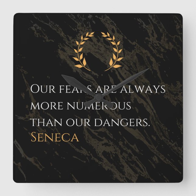 Senecas insight: Rädslan jämfört med verkliga faro Fyrkantig Klocka (Framsida)