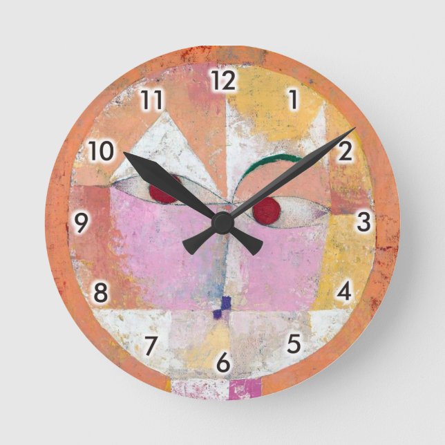 Senecio, Paul Klee Square Wall Clock Rund Klocka (Framsida)