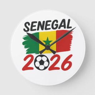 Senegal 2026 Fotboll Fan Design med Star Football Rund Klocka