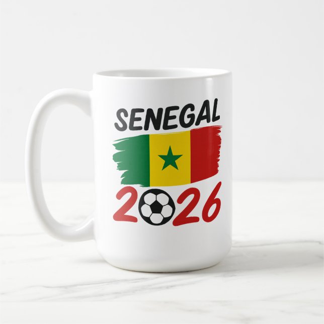 Senegal 2026 Soccer Fan Design with Star Football Kaffemugg (Vänster)