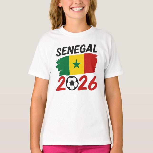 Senegal 2026 Soccer Fan Design with Star Football T Shirt (Framsida)
