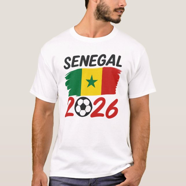 Senegal 2026 Soccer Fan Design with Star Football T Shirt (Framsida)
