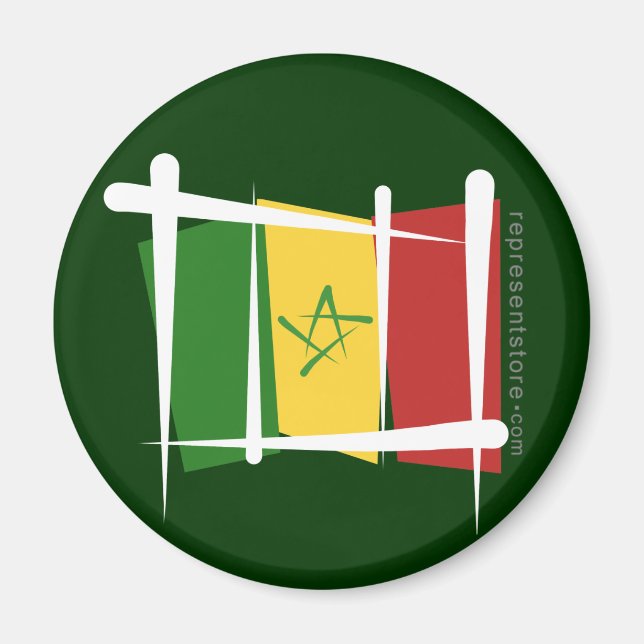 Senegal Brush Flagga Magnet (Framsidan)