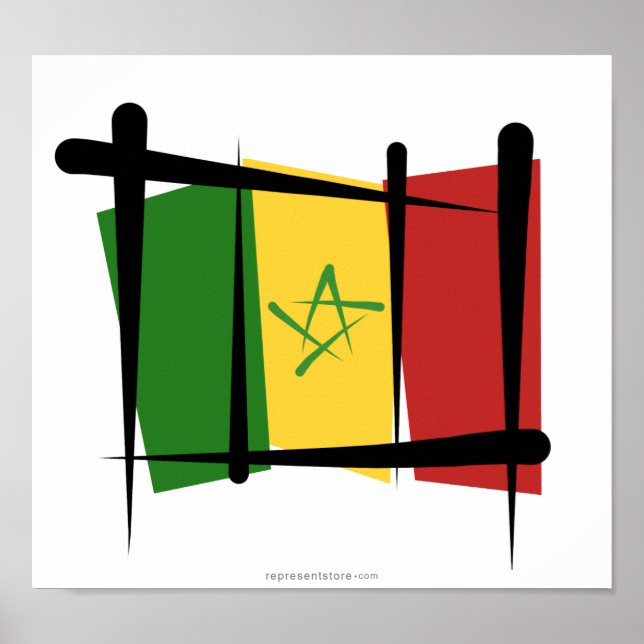 Senegal Brush Flagga Poster (Framsidan)