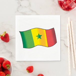Senegal Flag Senegalesisk Stolthet Grön Gul Röd Pappersservett