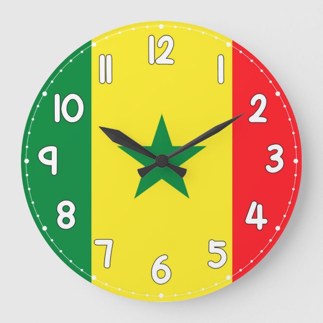 Senegal Flag Wall Clock – Stylish Patriotic Decor  Stor Klocka (Framsida)