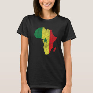 Senegal Flagga Afrika Continent Silhouette Gift fo T Shirt