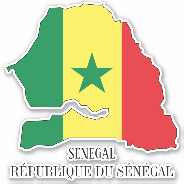 Senegal Flagga Charming Patriotic Karta Klistermärken (Framsida)