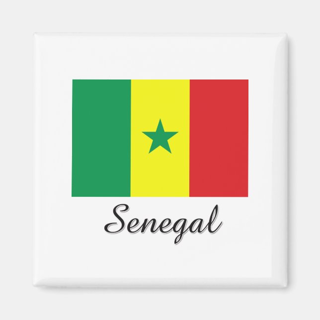 Senegal Flagga Design Magnet (Framsidan)