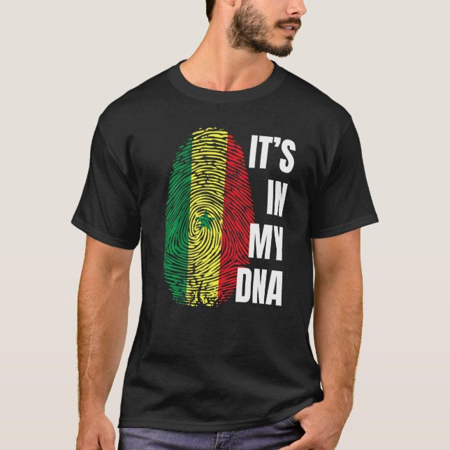 Senegal Flagga Dna Fingerprint Black History Månad T Shirt (Framsida)