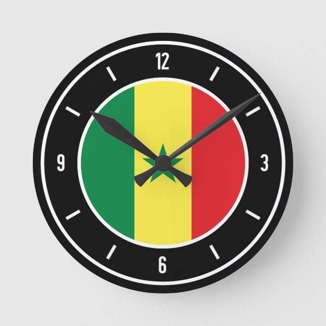 Senegal Flagga Elegant Rund Klocka (Framsida)