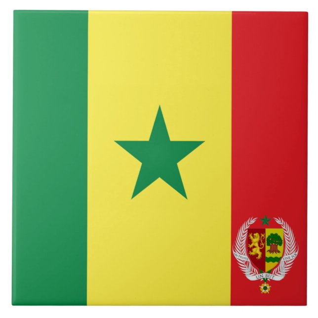 Senegal flagga-emblem kakelplatta (Framsidan)