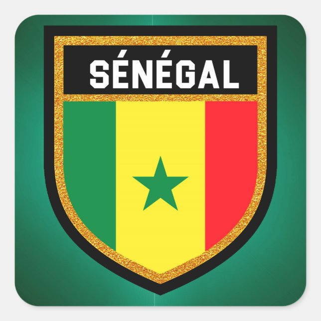 Sénégal Flagga Fyrkantigt Klistermärke (Framsida)