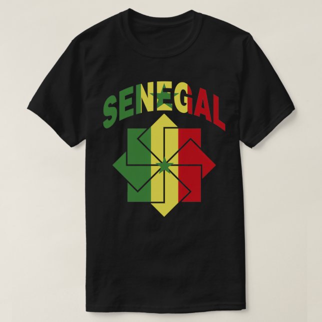 Senegal Flagga har klippt inuti ett ornament T Shirt (Design framsida)