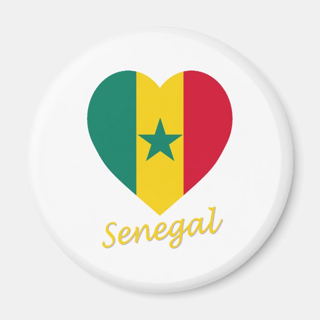 Senegal Flagga Heart Magnet (Framsidan)