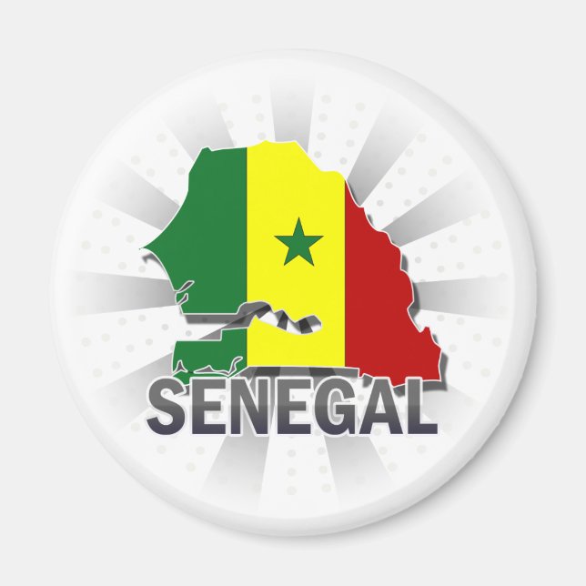 Senegal Flagga Karta 2.0 Magnet (Framsidan)