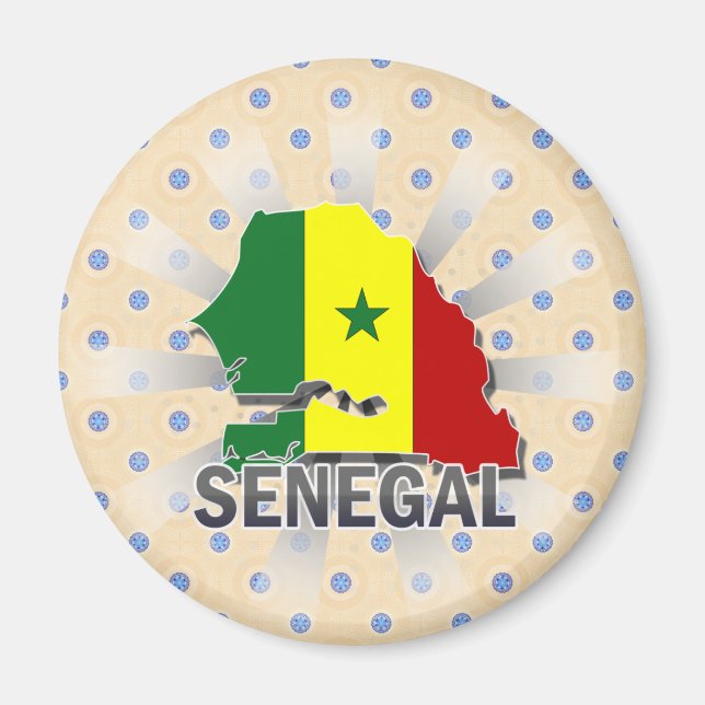 Senegal Flagga Karta 2.0 Magnet (Framsidan)