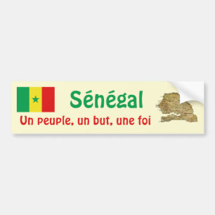 Senegal Flagga + Karta Bildstämpel Bildekal