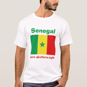 Senegal flagga + Karta + TextT-tröja T Shirt