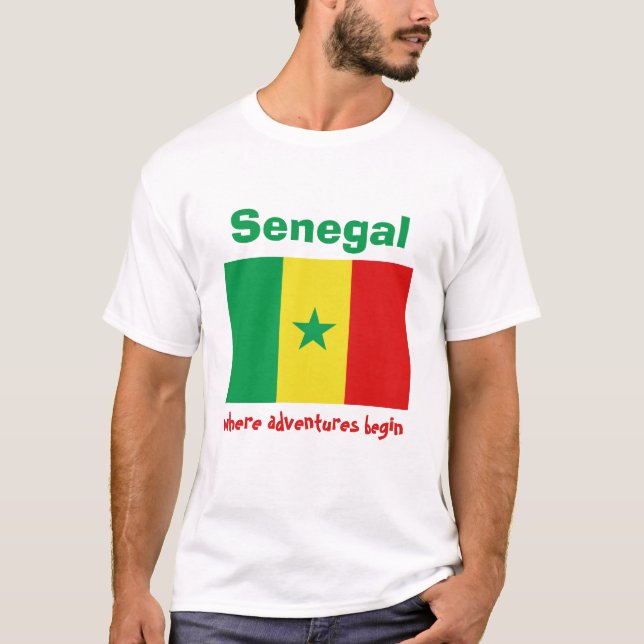 Senegal flagga + Karta + TextT-tröja T Shirt (Framsida)