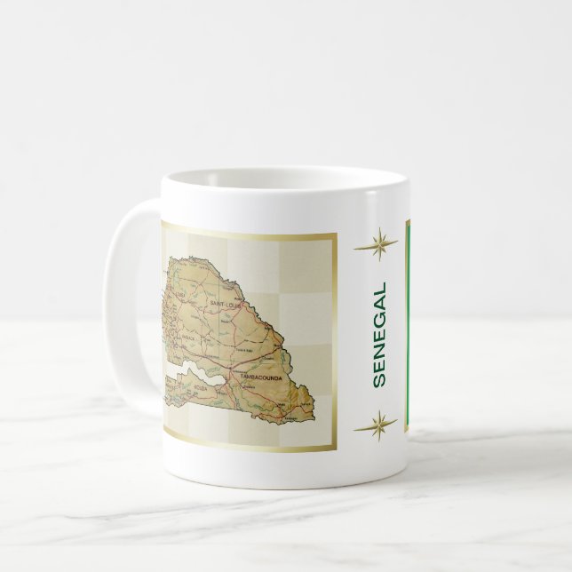 Senegal flagga + Kartamugg Kaffemugg (Framsida vänster)
