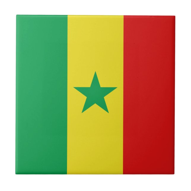 Senegal Flagga Keramisk Platta Kakelplatta (Framsidan)