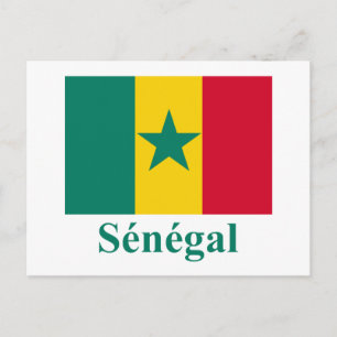 Senegal Flagga med Namn i Fransk Vykort