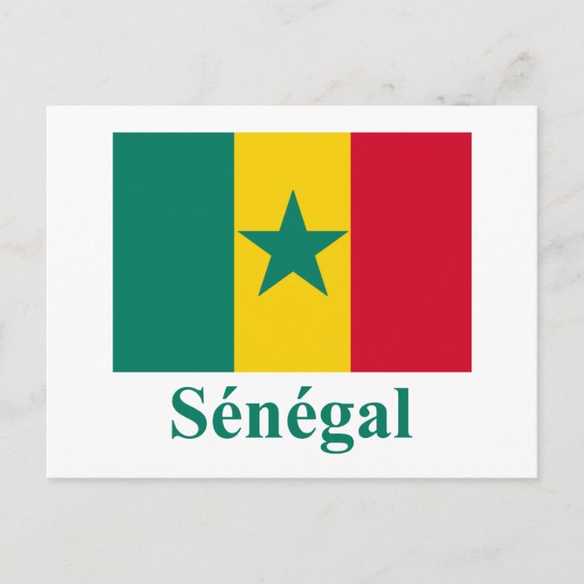 Senegal Flagga med Namn i Fransk Vykort (Framsida)