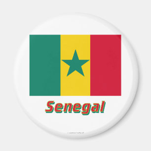 Senegal flagga med namn magnet