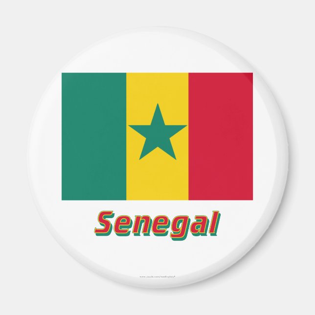 Senegal Flagga med Namn Magnet (Framsidan)