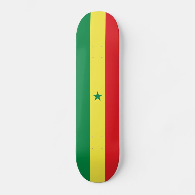 Senegal flagga mini skateboard bräda 18,5 cm (Framsida)