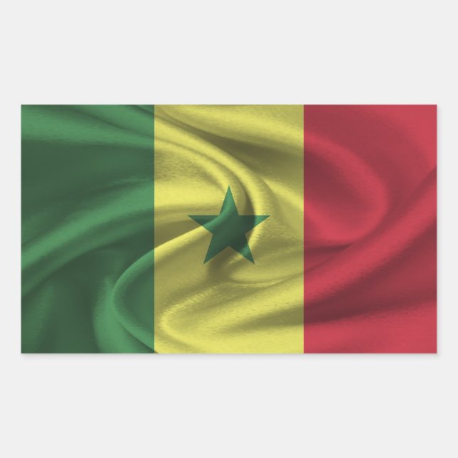 Senegal Flagga Rektangulärt Klistermärke (Framsida)