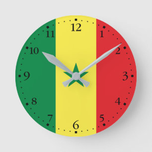 Senegal flagga rund klocka