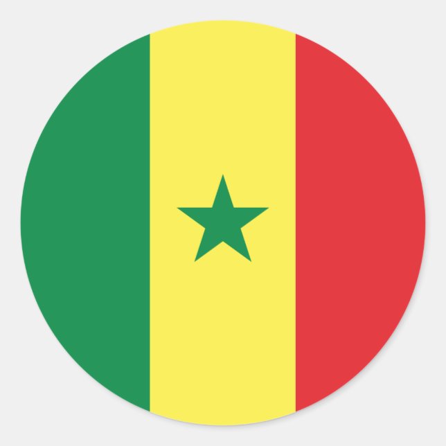Senegal Flagga Runt Klistermärke (Framsida)