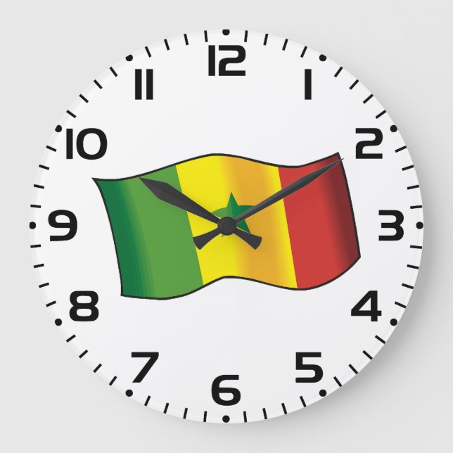 Senegal Flagga Senegalesisk Stolthet Grön Gul Röd Stor Klocka (Framsida)