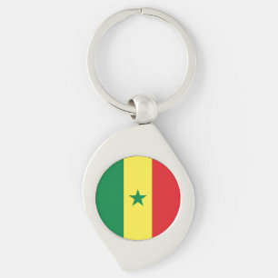 Senegal flagga swirl silverfärgad nyckelring
