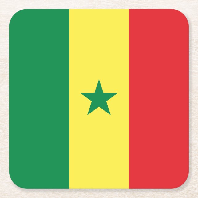 Senegal flagga underlägg papper kvadrat (Framsidan)