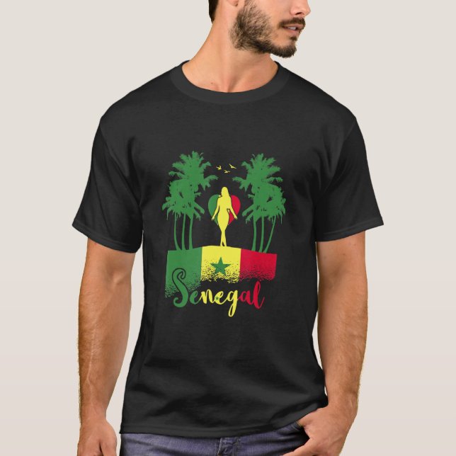 Senegal Flagga Woman Senegalese Roots Pride Girl T Shirt (Framsida)